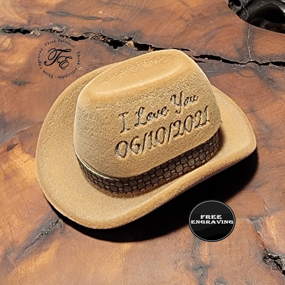 Personalized Cowboy Hat Ring Box - Custom Engraved Ring Box - Handwriting Box