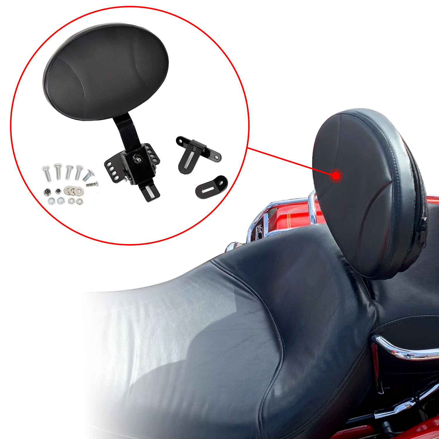 Plug-In Driver Rider Backrest Pad For Harley Touring Road Street Glide 1997-2024