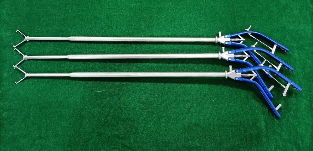 3pc Laparoscopic Tenaculum Forceps 12mmx460mm Double Action Reusable Instruments