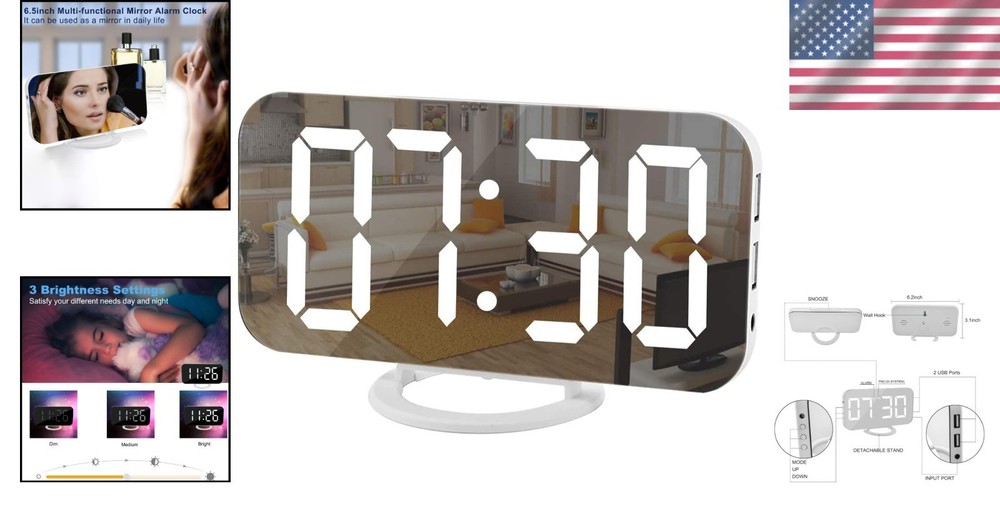 Digital Clock Large Display White