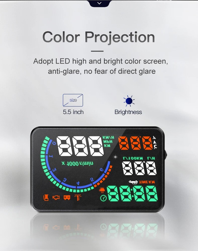 Head-up Display Windshield Projector Car Gadgets Digital Speedometer Water/Fuel