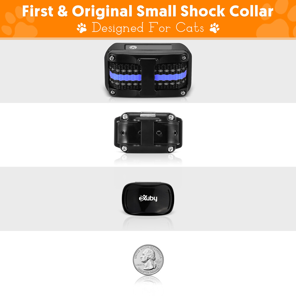 Small Cat Shock Collar w/Remote - Sound, Vibrate & Shock Mode - (Black/White)