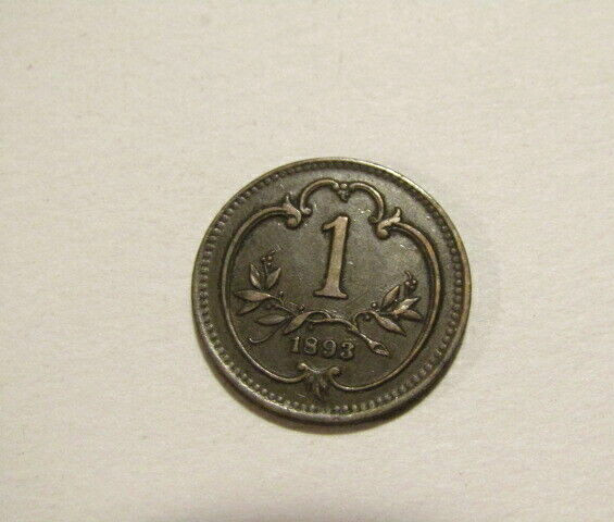 Austria 1893 1 Heller Old Coin