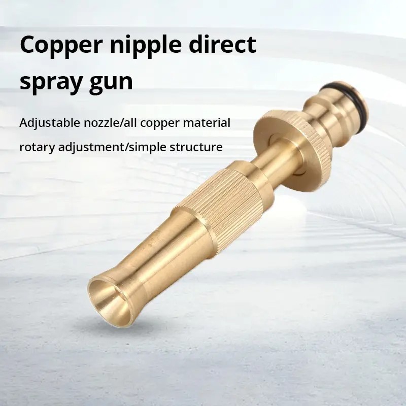 Solid Brass Garden Spray Nozzle 4" Adjustable Twist Water Hose