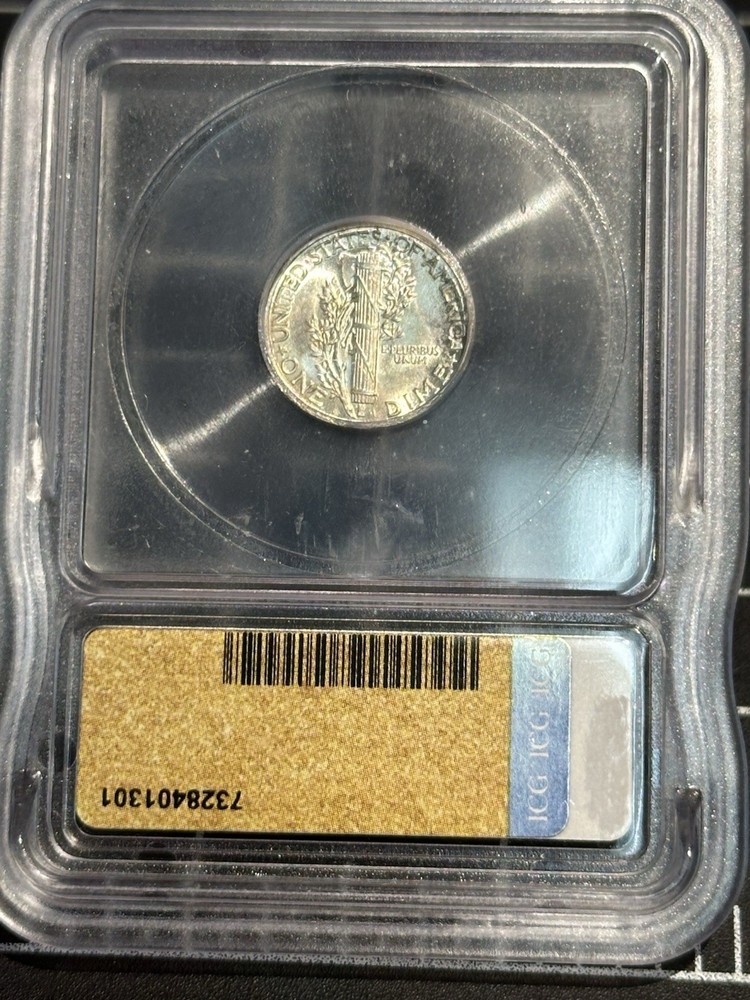 1937 Mercury Dime 10c ICG MS65