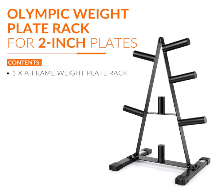 A-Frame Olympic Plate Rack, Heavy-Duty 2” Weight Tree, 7 Posts