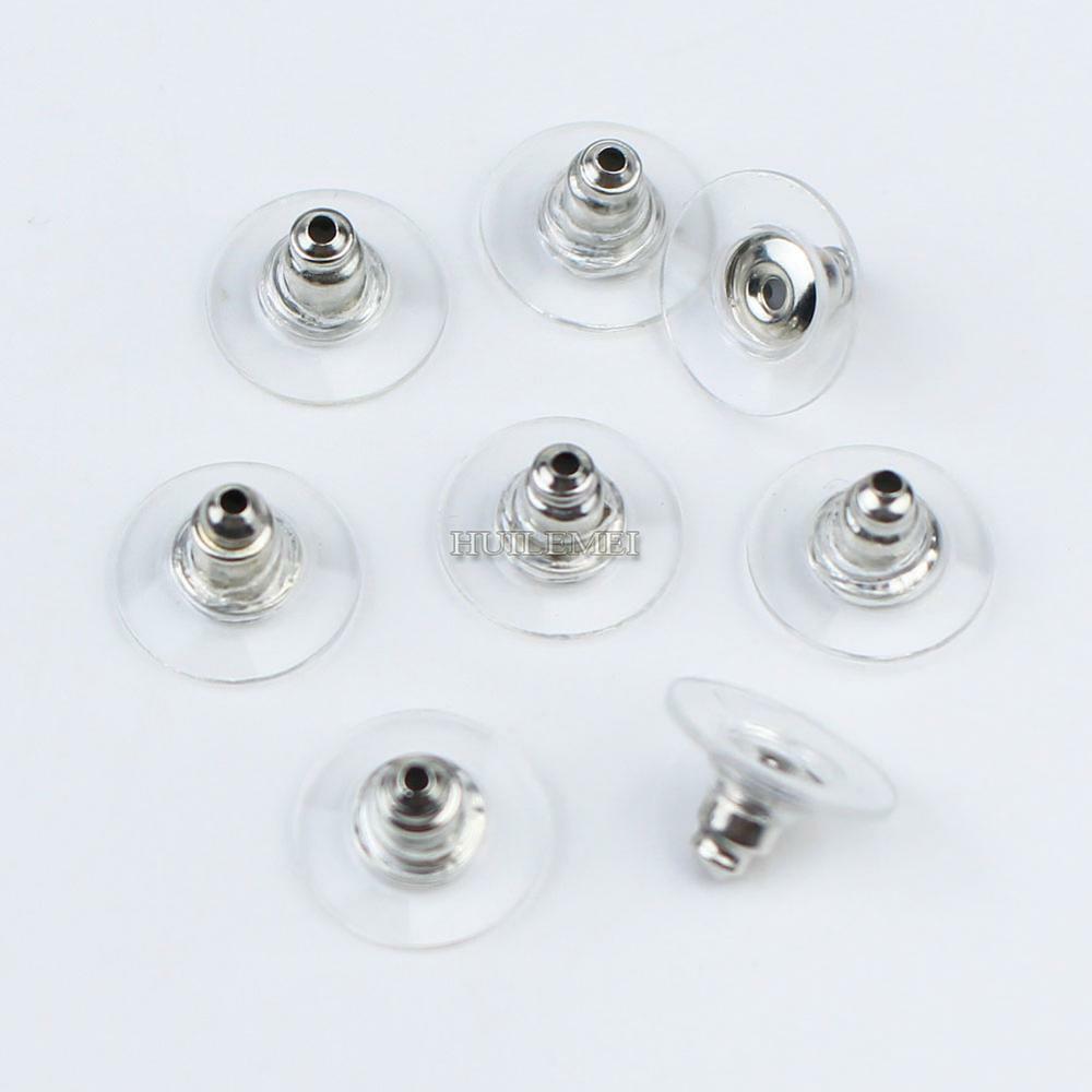 100pcs Plastic Rubber Stud Earring Back Stoppers Ear Post Nuts Jewelry Findings