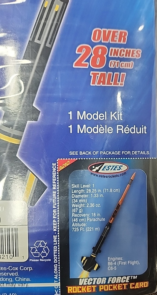 Estes Vector Force #3210 NEW Model Rocket Kit Free Shipping!