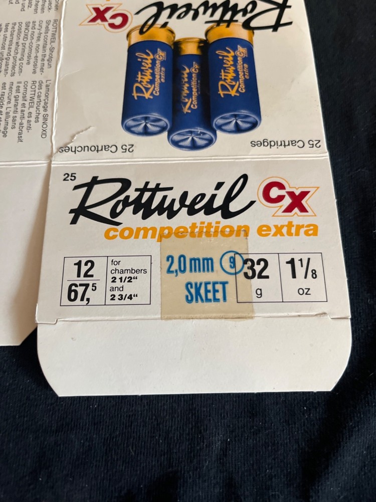 Rottweil CX German 12ga.shotgun shells empty box