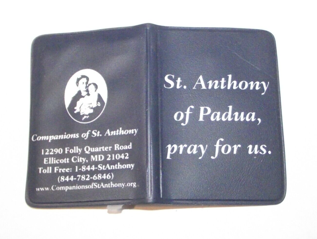 Vtg Patron St Saint Anthony pray for us relic prayer card pocket shrine folder