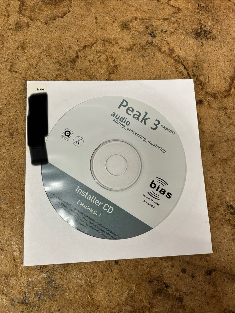 Peak 3 Express Macintosh Disc Audio Editing Processing Mastering Installer Bias