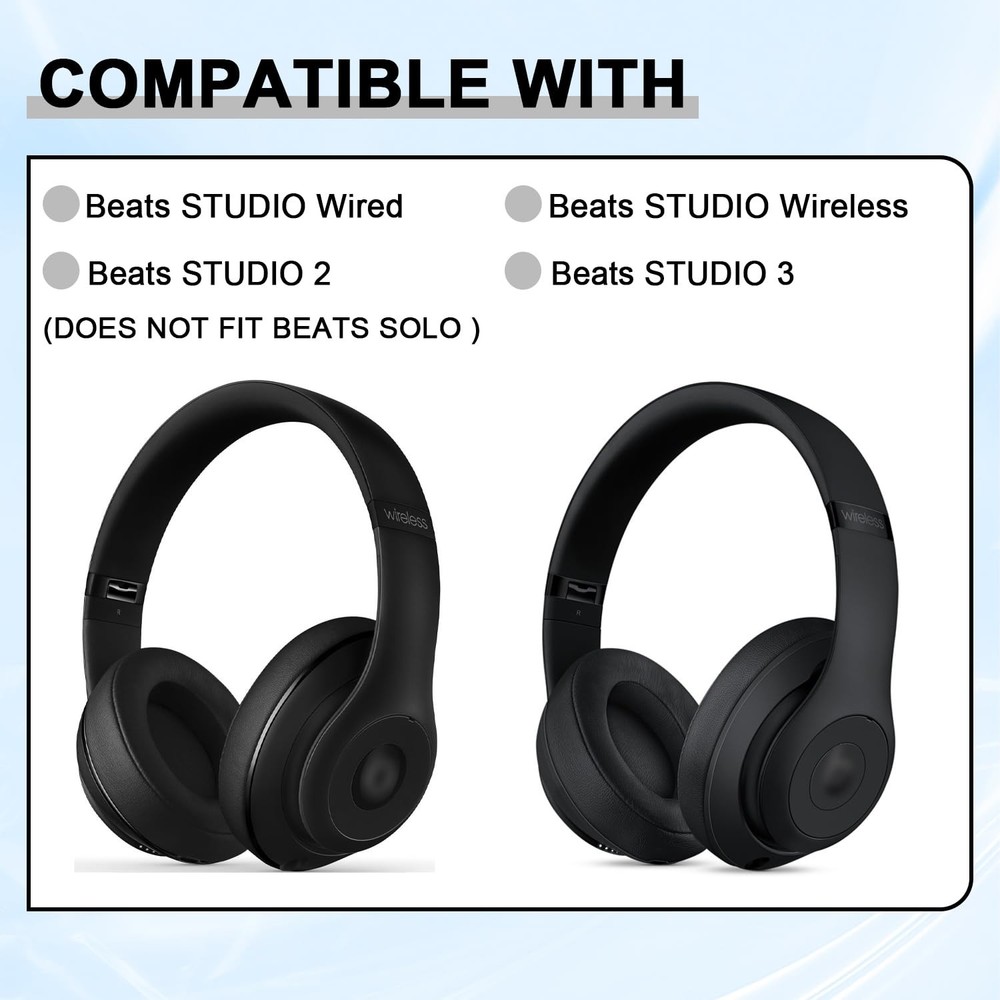 Replacement Ear Pads for Beats Studio 2 & 3 Wired & Wireless Black