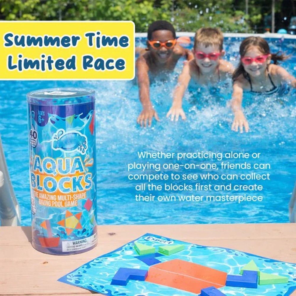 Aqua Blocks Pool Diving Game- Set Includes 40 Multi-Shape Sinking Toys