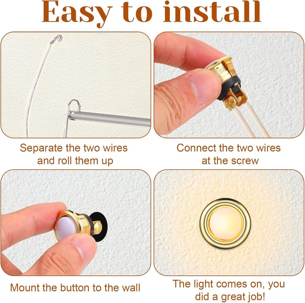 2 Pack Lighted Doorbell Button Replacement, Push Door Bell Ringer Kit Easy to In