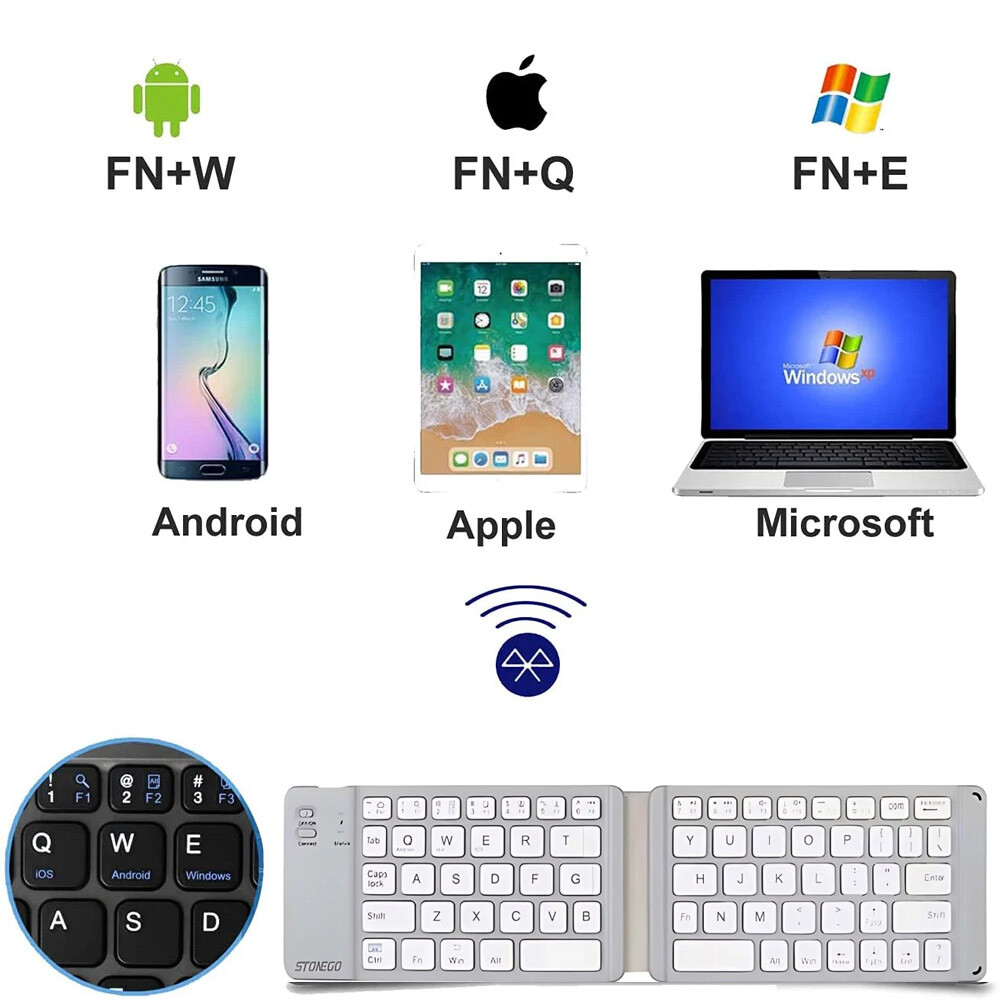 Mini Foldable Wireless Bluetooth Keyboard for PC Laptop iPhone iPad iOS Tablet