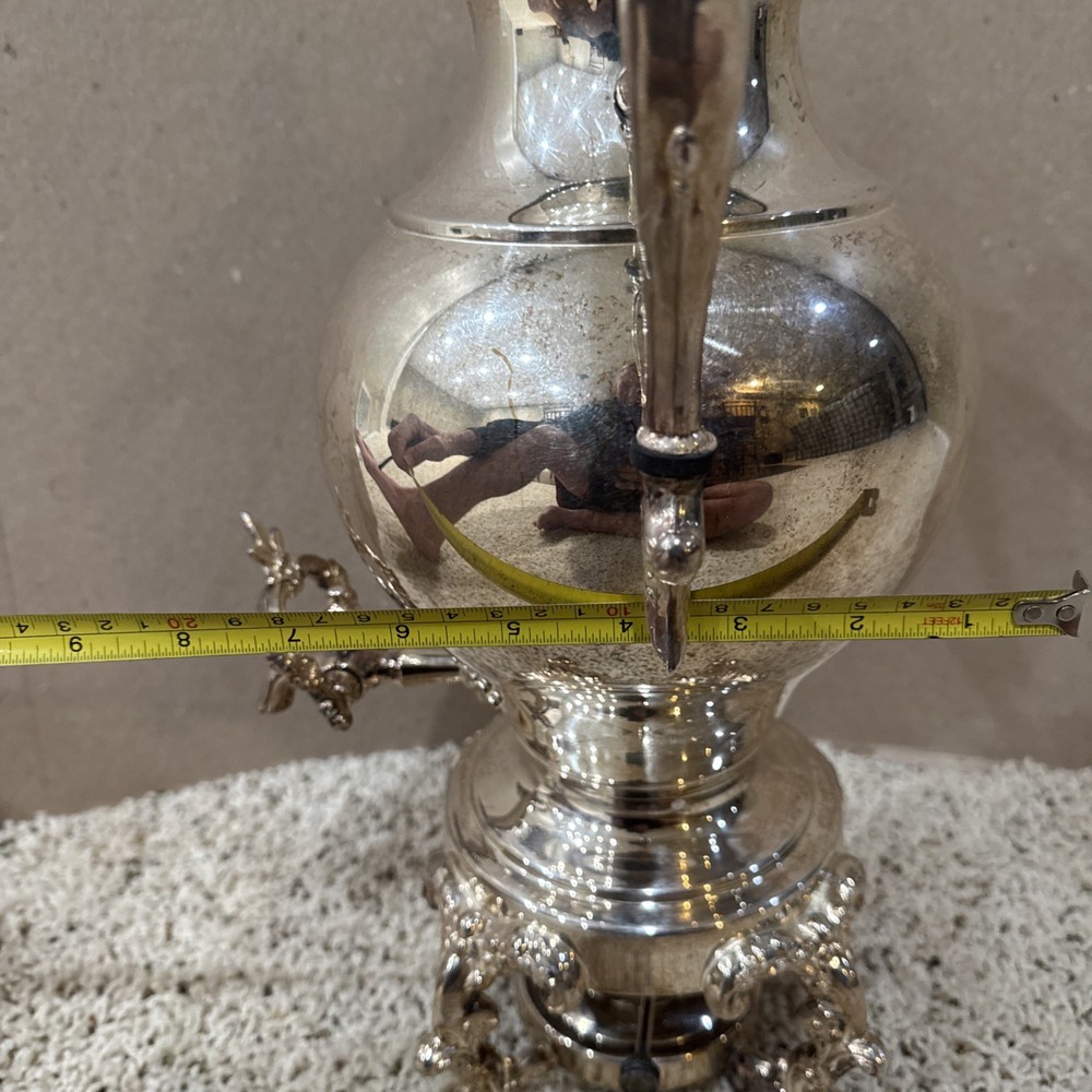 Silverplated (Silver On Copper) Teapot / Coffee Urn w/ Burner