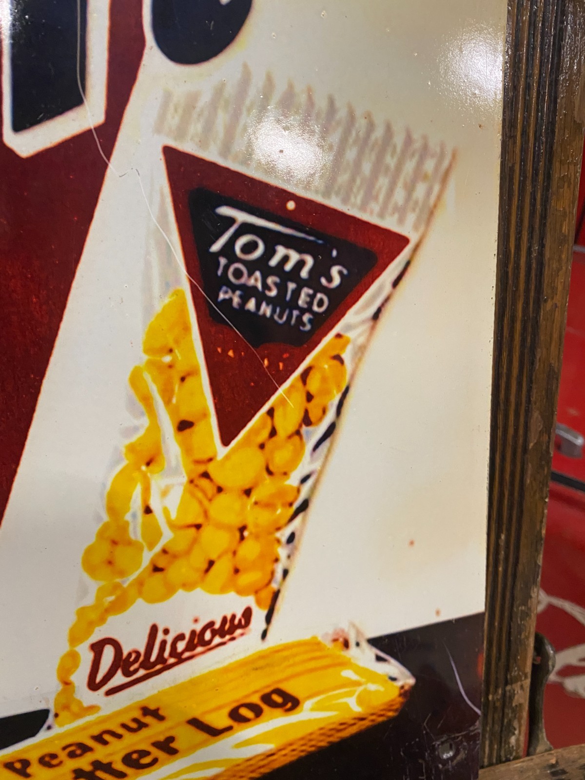 Tom's Snacks Metal Sign 13 3/4" x 21 3/4" GAS OIL COLA SODA TIME OUT FOR TOM'S