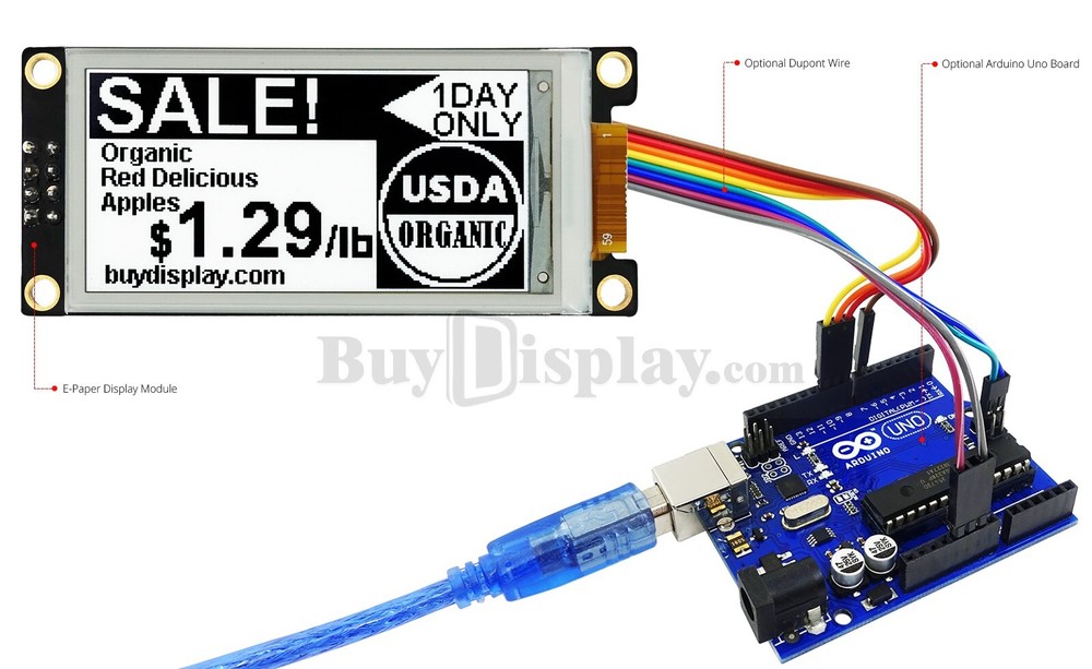 Black 2.13 inch e-Paper Display Module for Arduino,Raspberry Pi