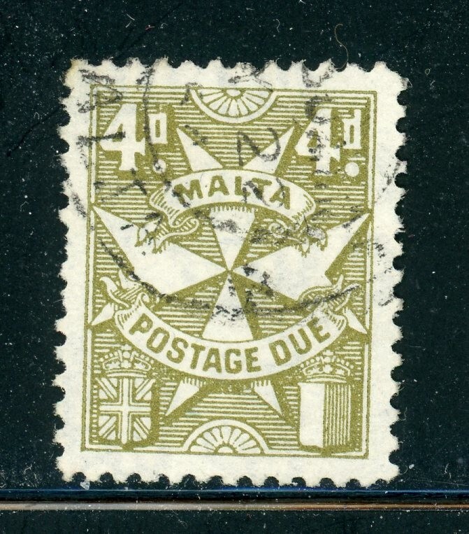 MALTA J17 SG#D17 Used 1925 4p Postage Due Perf 12 Wmk Mult Script CA CV$16