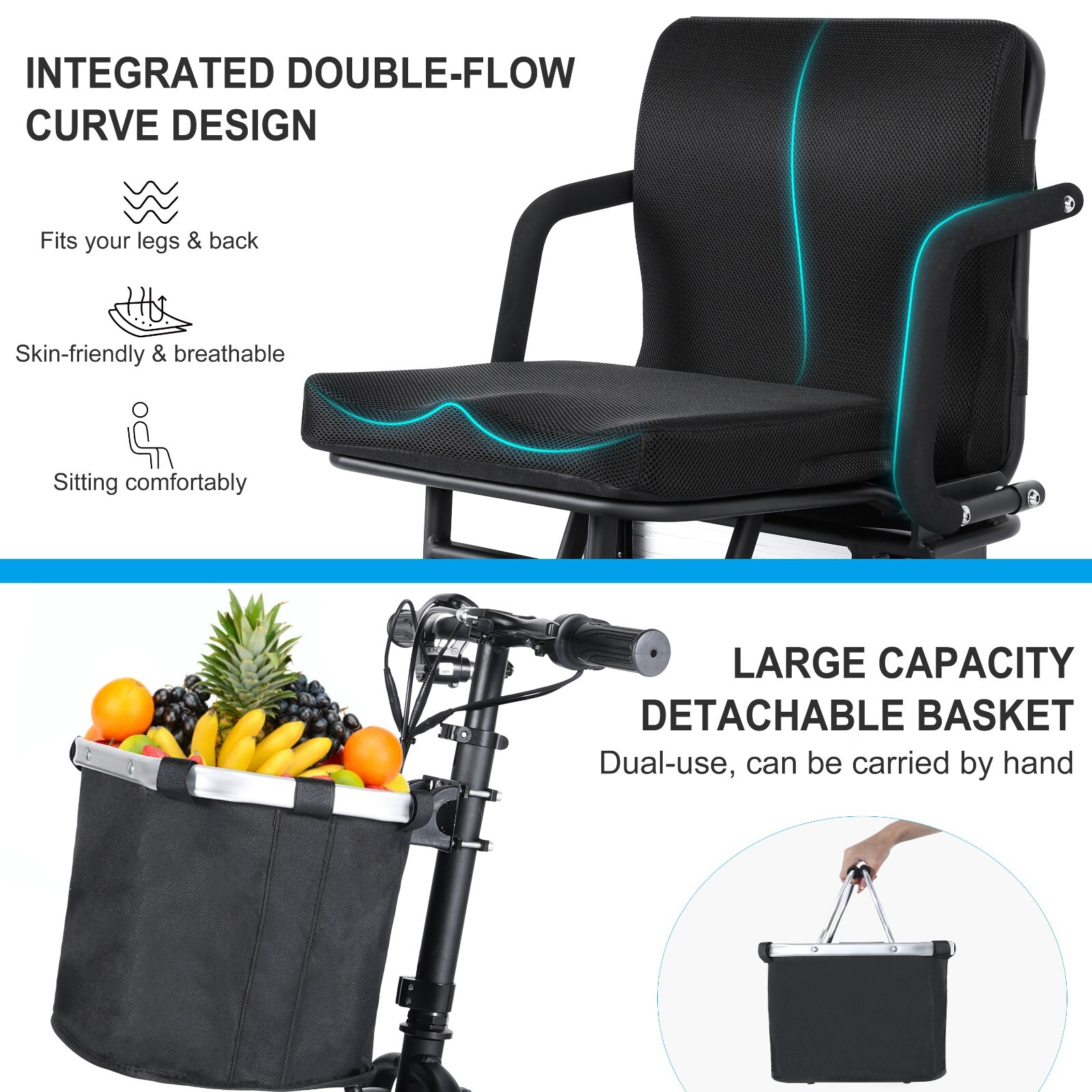 TopMate Electric Scooter 3 Wheel Power Mobility Scooter for Adult Senior 10.4Ah