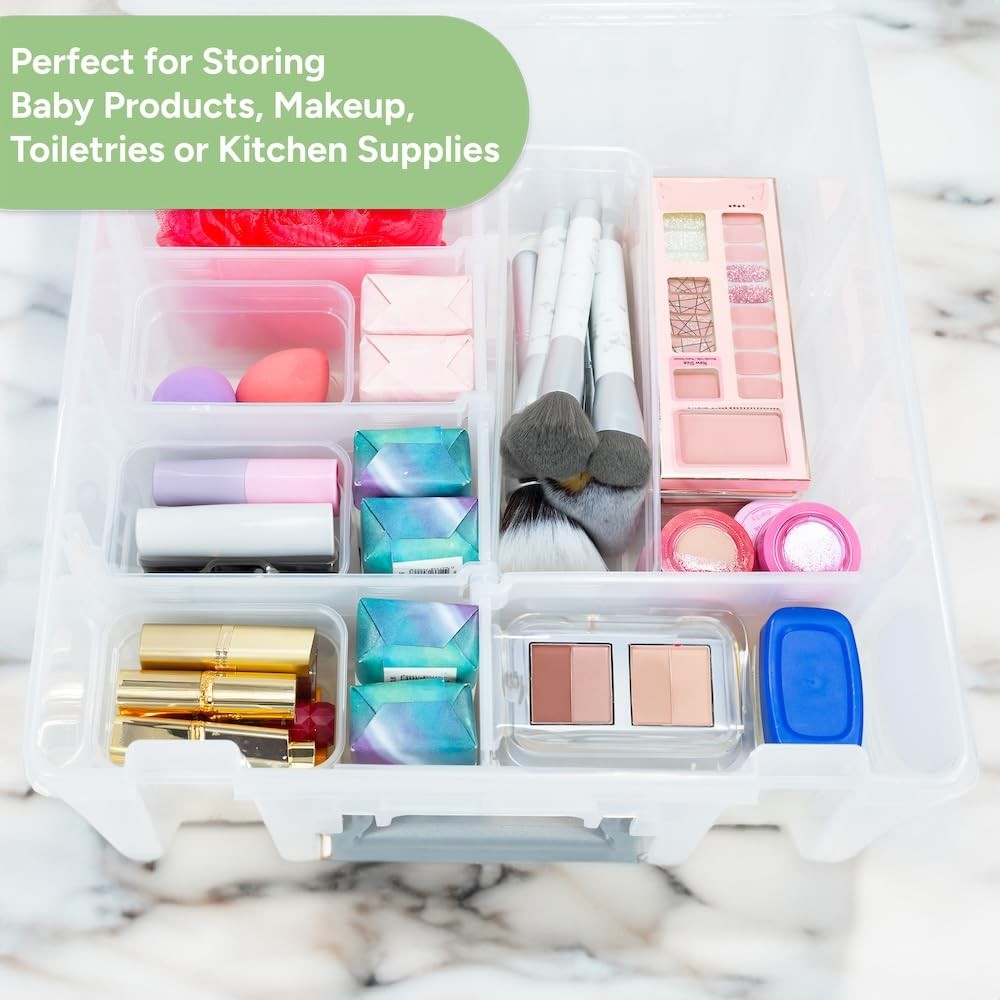 Super Satchel Double Deep Compartment Box Art Storage With 8 Removable Compartme