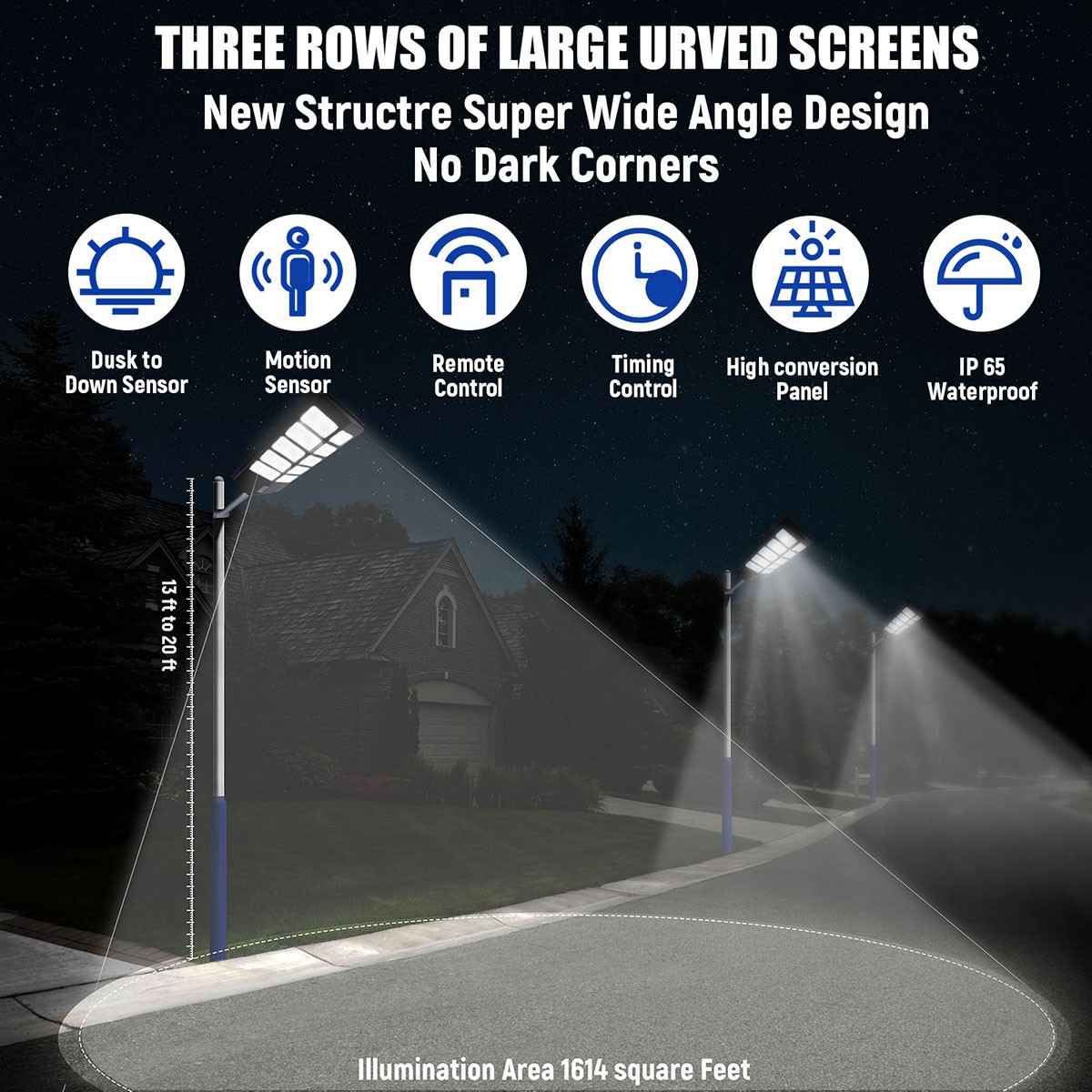 10000W LED Solar Street Light Dusk to Dawn Garden Super Bright Outdoor Road Lamp
