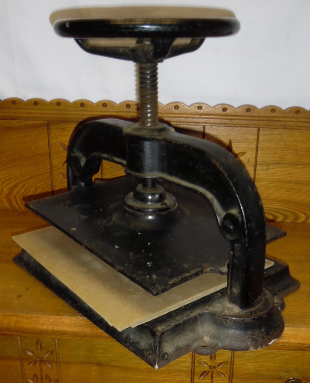 Antique Cast Iron Book Press - 57 lbs - 12 5/8" x 9 3/4" Plate