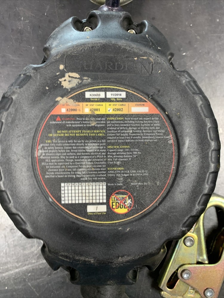 Guardian 42002, 30' Cable Self Retracting Lifeline