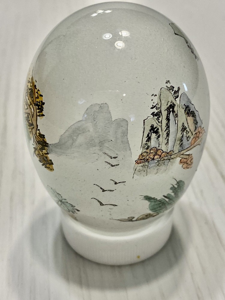 Asian Reverse Painting Inside Glass Egg, Remarkable