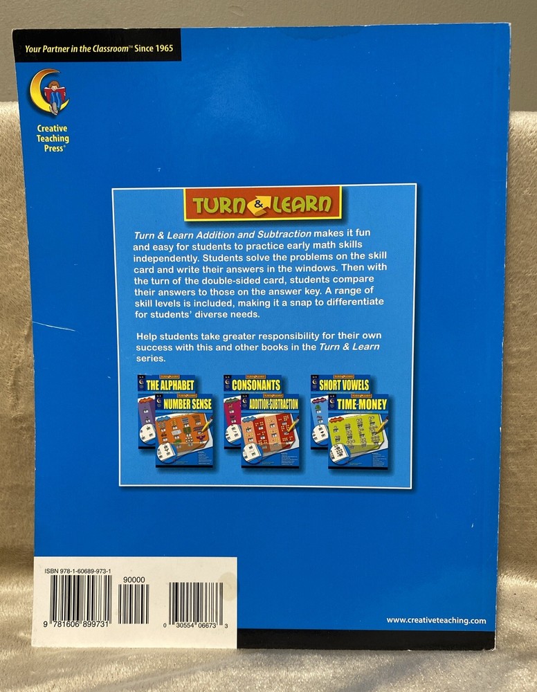 TURN & LEARN Self-Checking MATH +/- Cards Creative Teaching Press Class Or Home