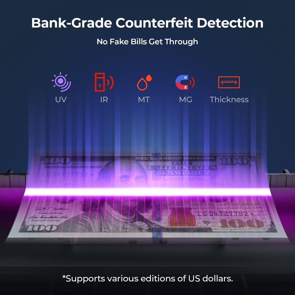 Compact Bill Counter Machine with Accurate Detection - Perfect for USD Bills