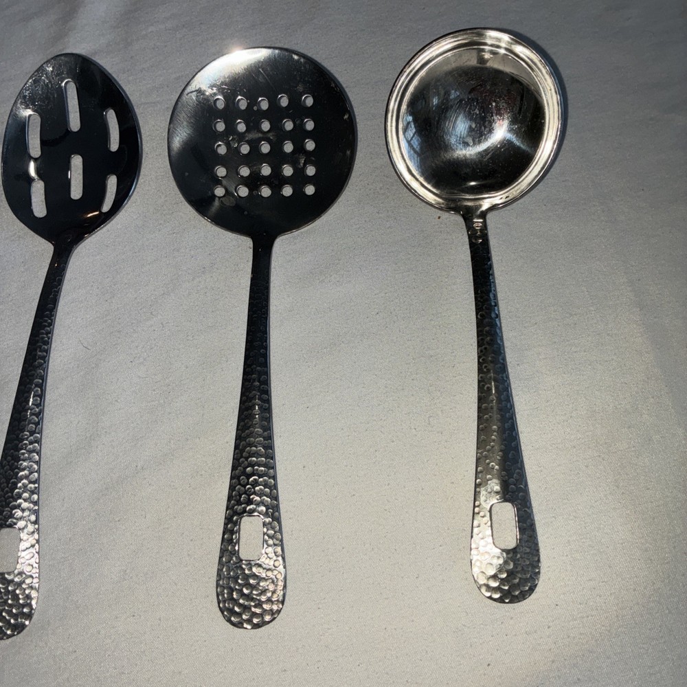 High Quality Hammered Stainless Steel Silver Tool Set - 4 PC Serving Utensils