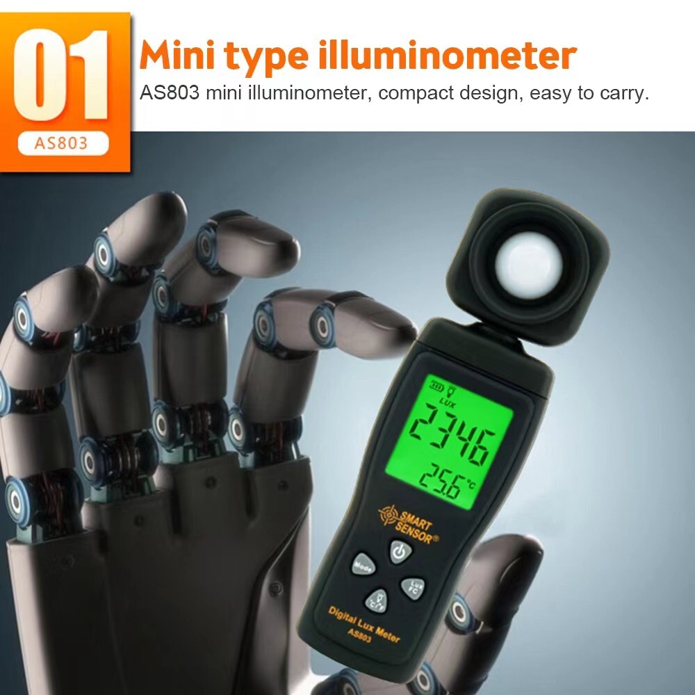 SMART SENSOR Digital Light Meter Luxmeter LCD Handheld UV Radiometer Photometer