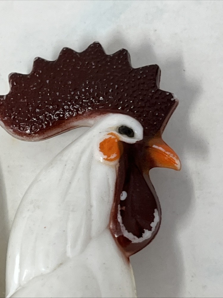 Vintage Knickerbocker Hard Plastic Rooster White 4.5” Easter