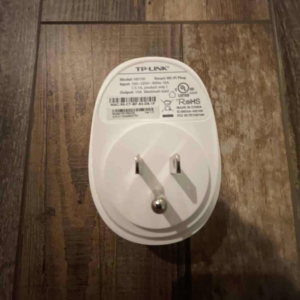 TP-Link Smart Wi-Fi Plug HS100 White/Gray Alexa Google