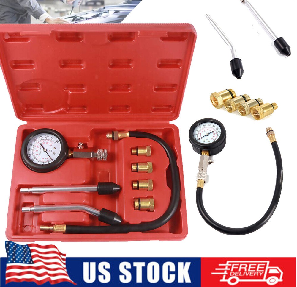 Professional Cylinder Engine Compression Tester Pressure Gauge Test Kit Motor US