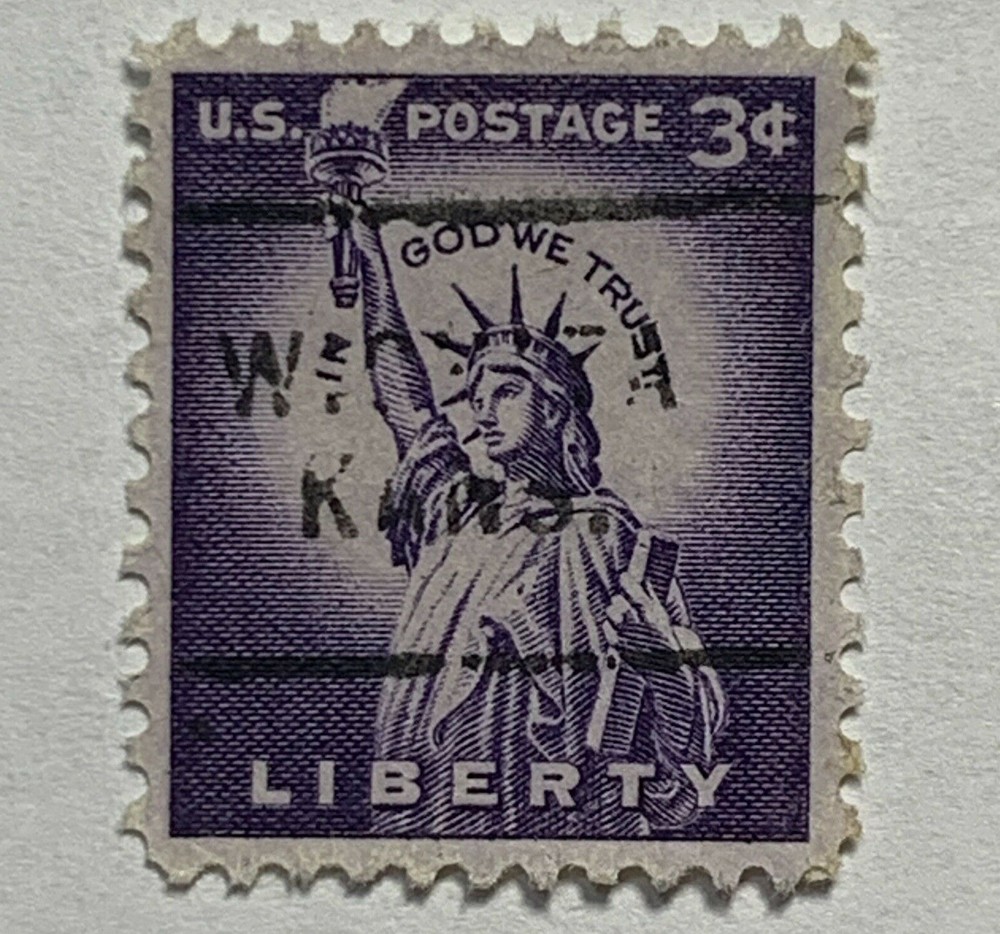 ERROR MISSING BROKEN INK PRECANCEL WICHITA KANS. ON 3C US STAMP