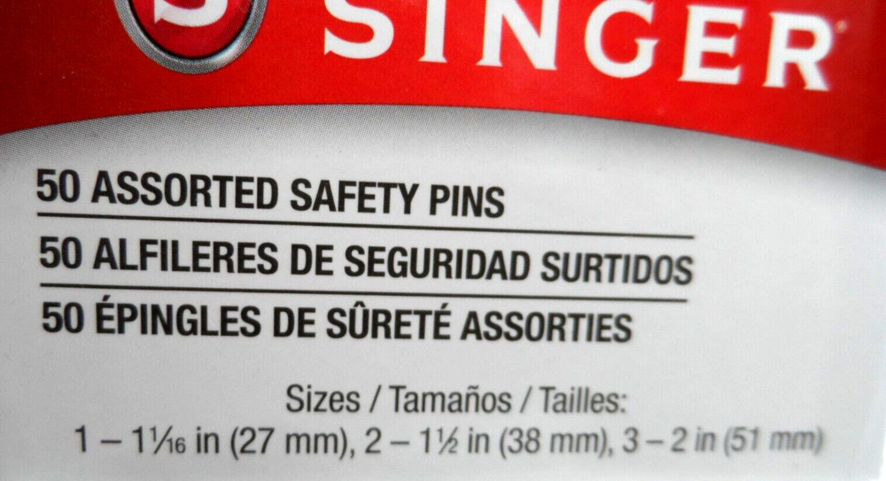2 X SINGER Safety Pins 50 Count Assorted Size 1-3