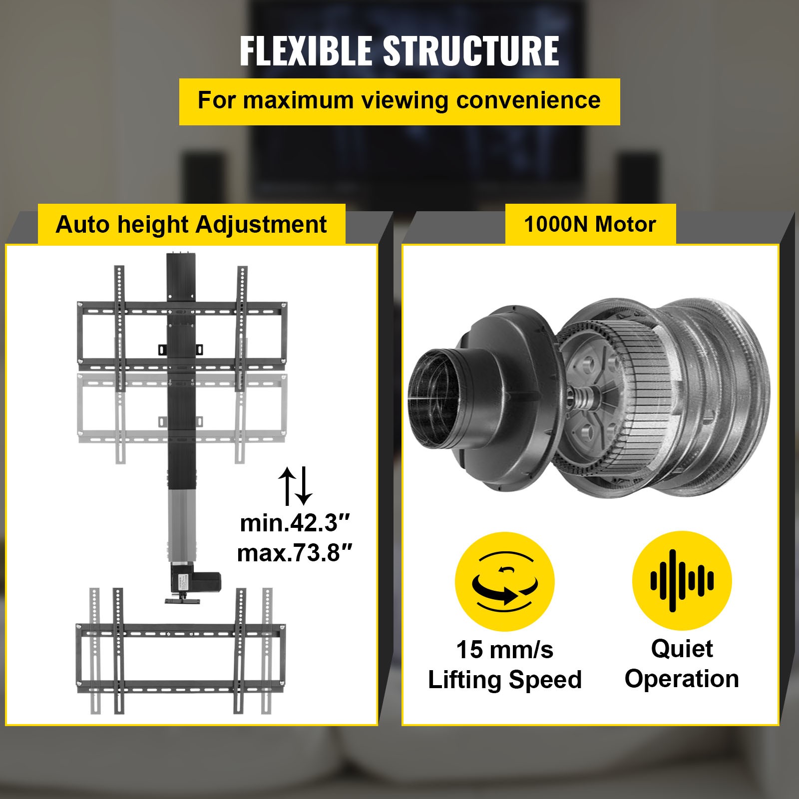 Uimoso Electric Motorized TV Lift Stand for 32-60" LCD/LED/OLED Plasma TVs