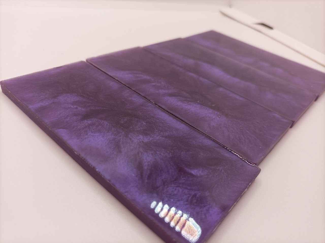 4pcs Purple Pearl Resin Knife Scales, Knife Handle Blanks ,Gun Handle