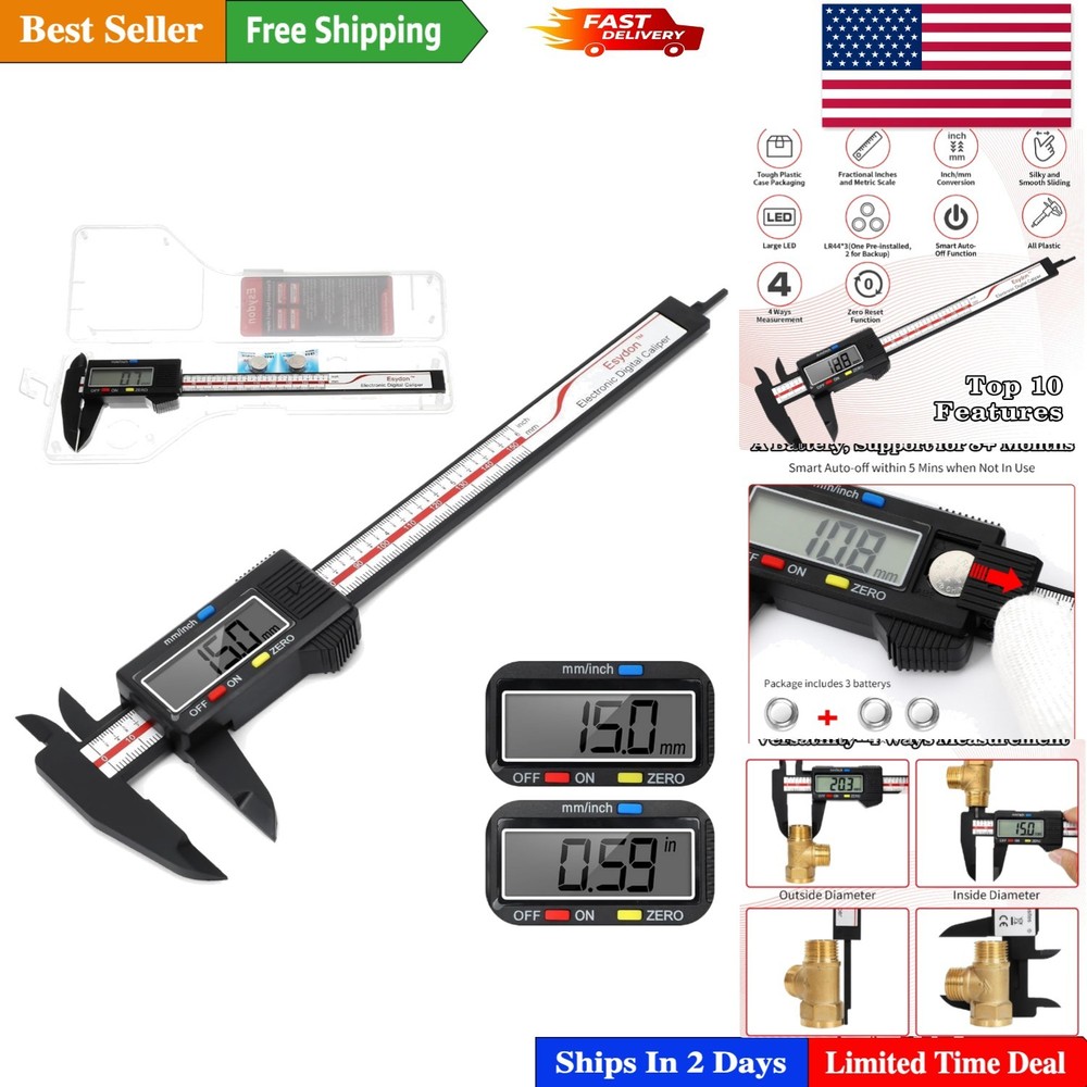 6-Inch Digital Caliper – Essential Measuring Tool with Protective Plastic Case