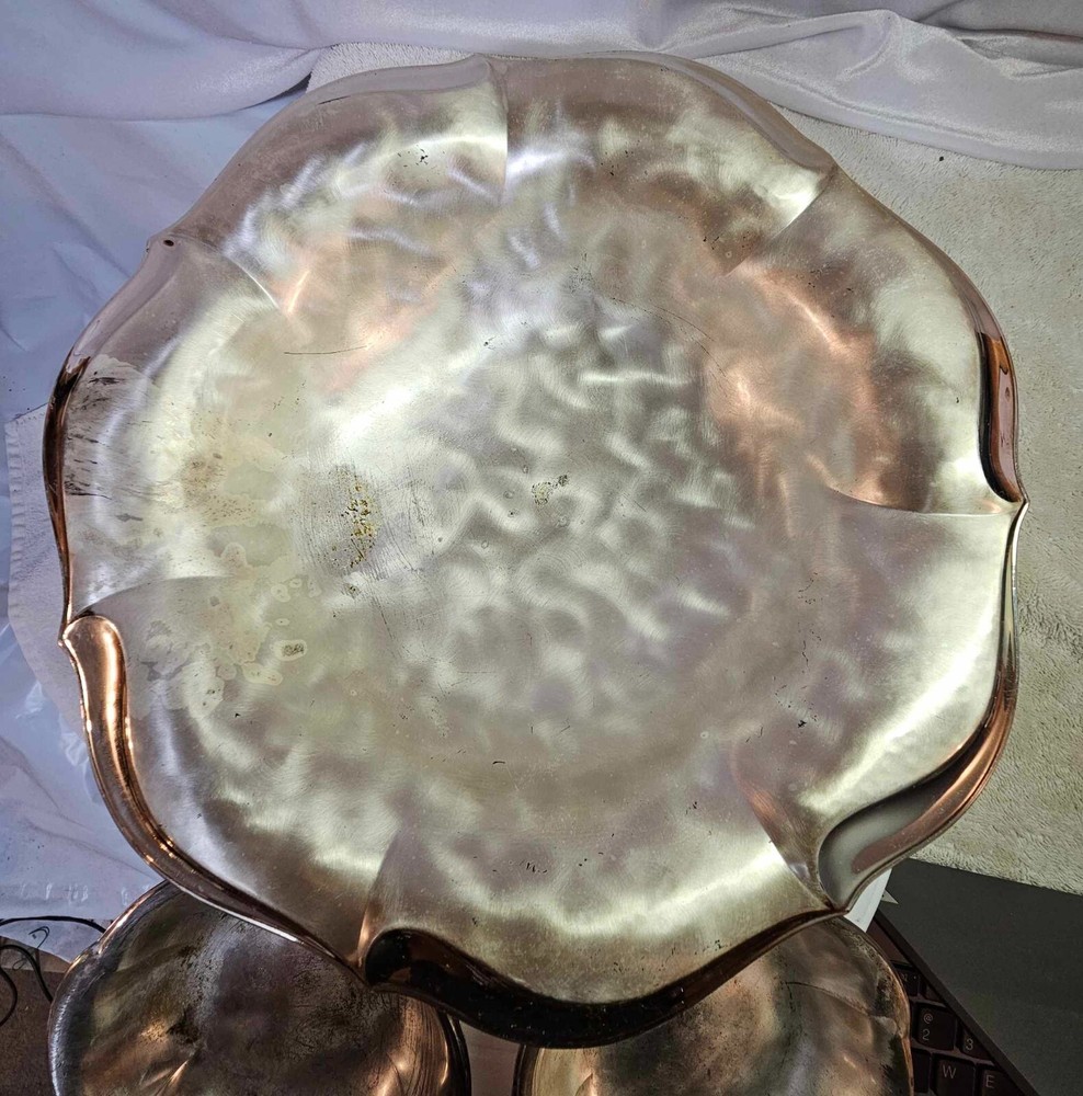 3 -WMF Ikora germany small & large footed flower shaped bowl Tarnish Silverplate