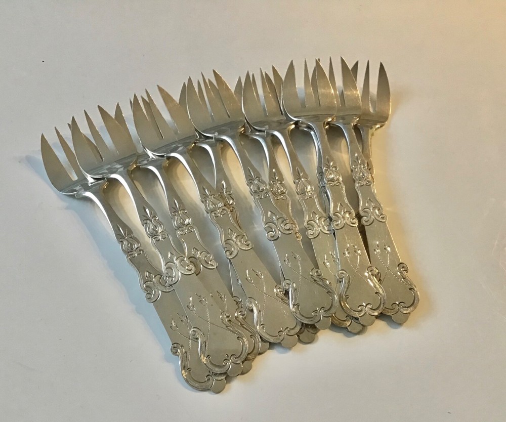 Antique Rare Dutch solid silver oyster forks 12/PS