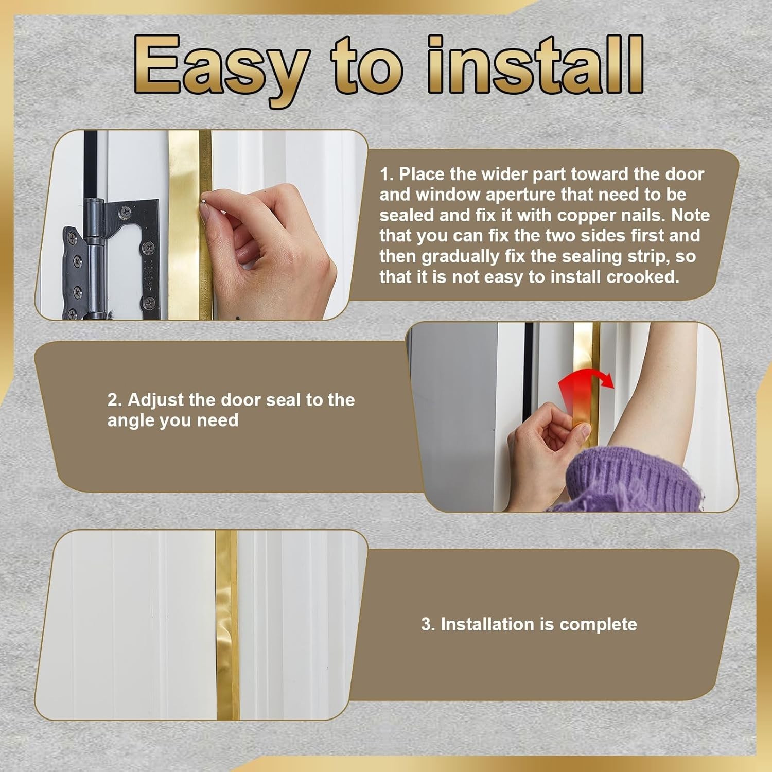 Spring-Loaded Bronze Weatherstripping, Metal Seal for Doors or Windows