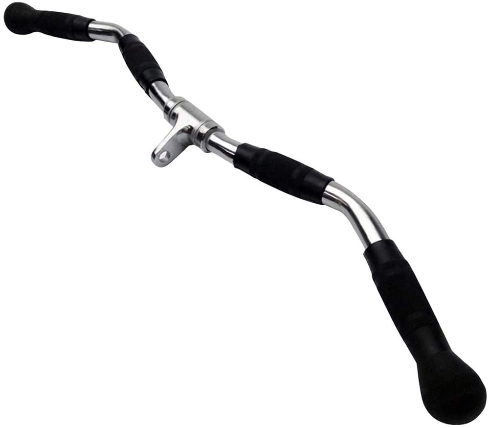 Lat Bar Cable Machine Attachment, Curl Pulldown Bar with Full Rotation and Rubbe