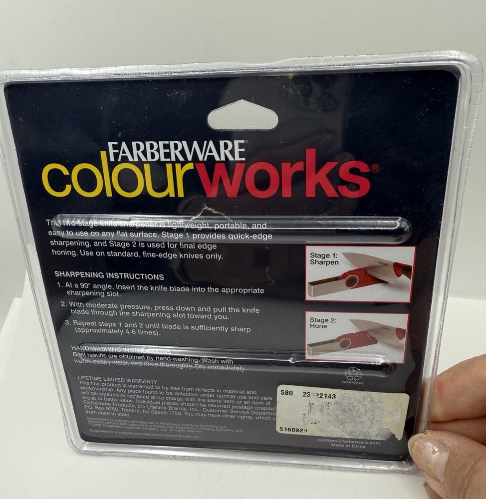Faberware 2 Stage Flip Grip Knife Sharpener Red NEW