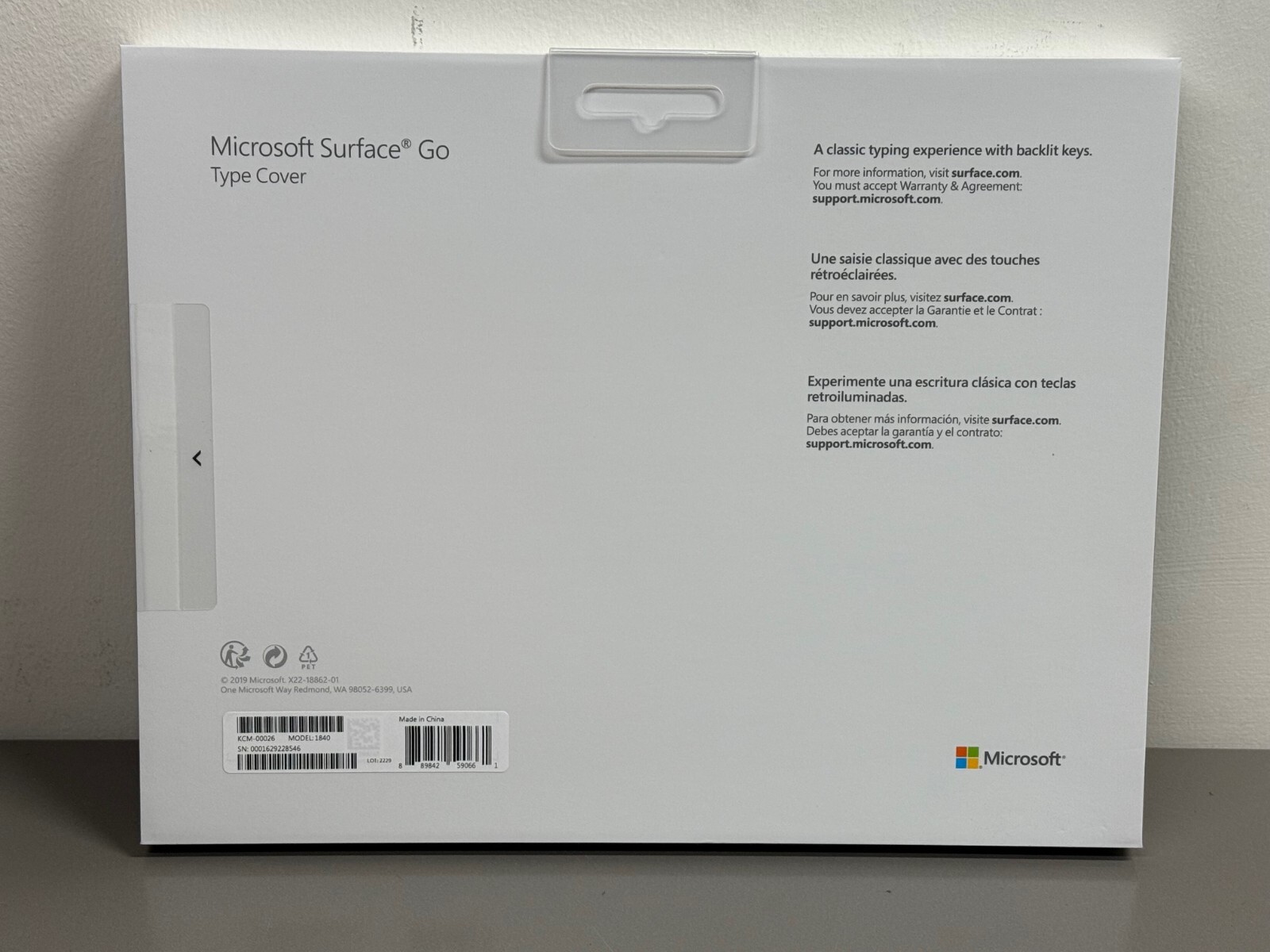 Brand New Microsoft Surface Go Signature Type Cover Black French KCM-00026