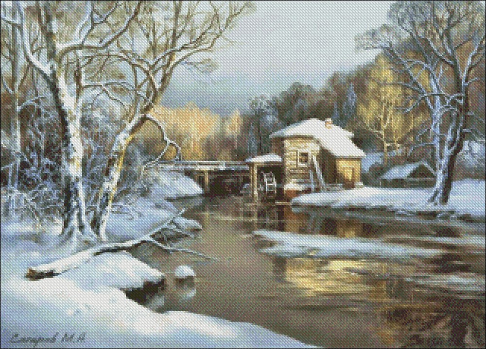 Winter Day - Chart Counted Cross Stitch Patterns Needlework DIY DMC Color 14 ct