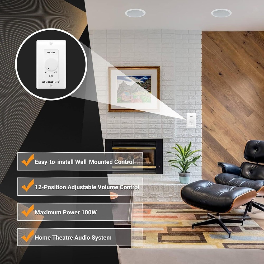 Home Audio Smart Stereo Controller Switch 100W in Wall Volume Control Speaker