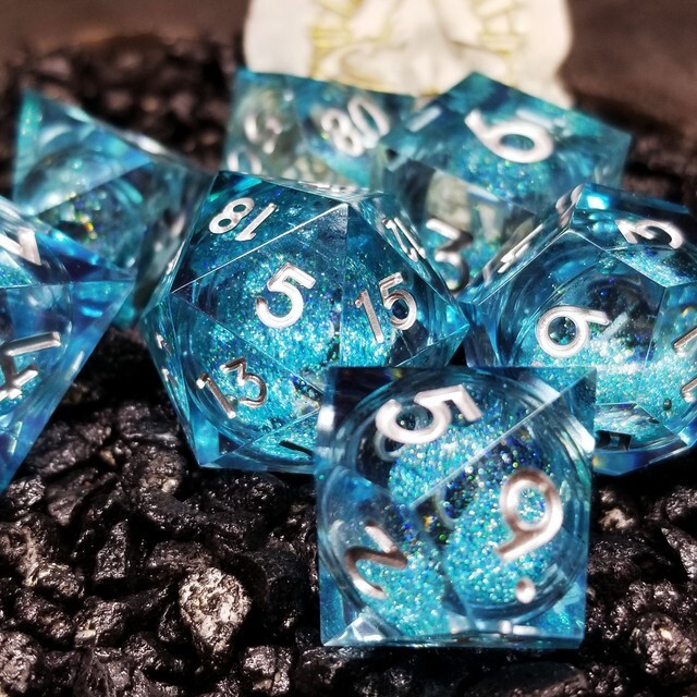 Sage's Spirits - Ice Spirits Liquid Core Sharp Edge Resin Dice Set
